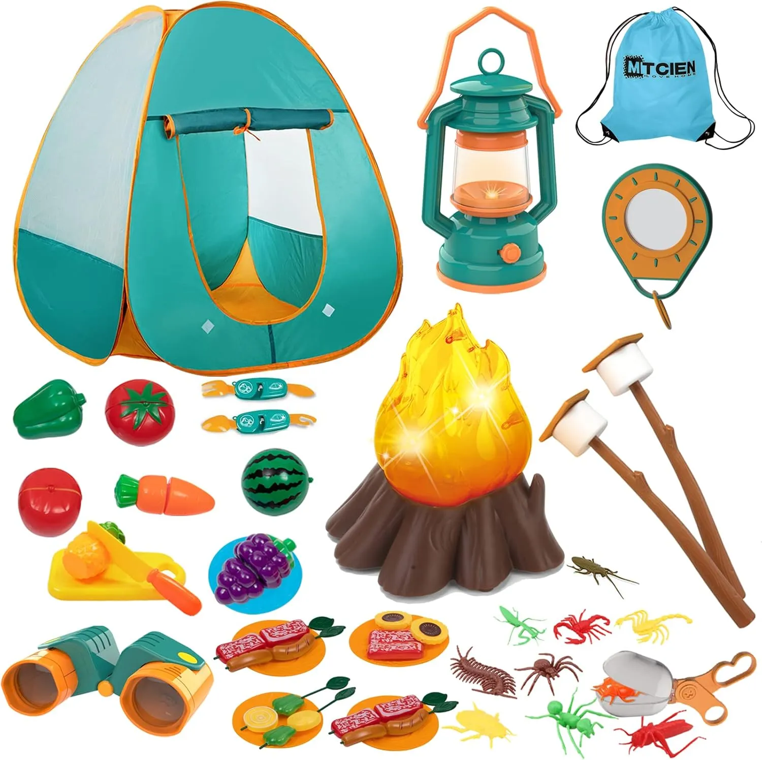 Pop‑Up Play Tent + Camping Gear Set (Ages 3+)